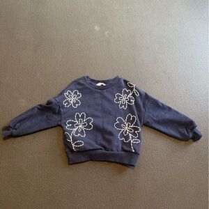 Mango Navy Ribbed Crewneck Sweatshirt